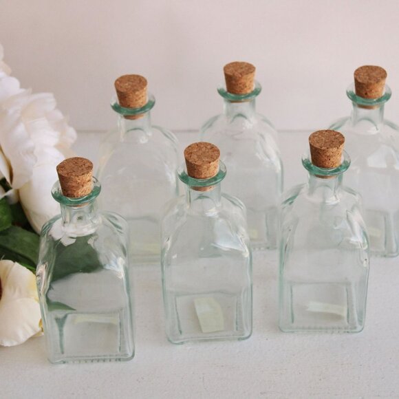 Vintage 1990s Glass Bottle With Cork / 8 Oz Recycled Spanish Glass - Picture 5 of 10